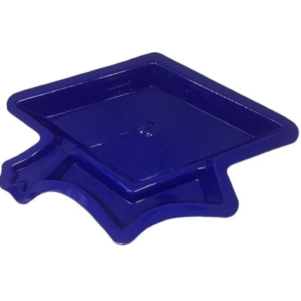 Graduation Cap Disposable Dishes Plates Serving Lot 12 Plastic Blue Party NEW